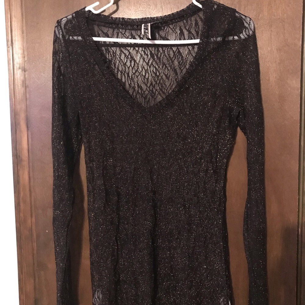 BKE. Brown sheer blouse